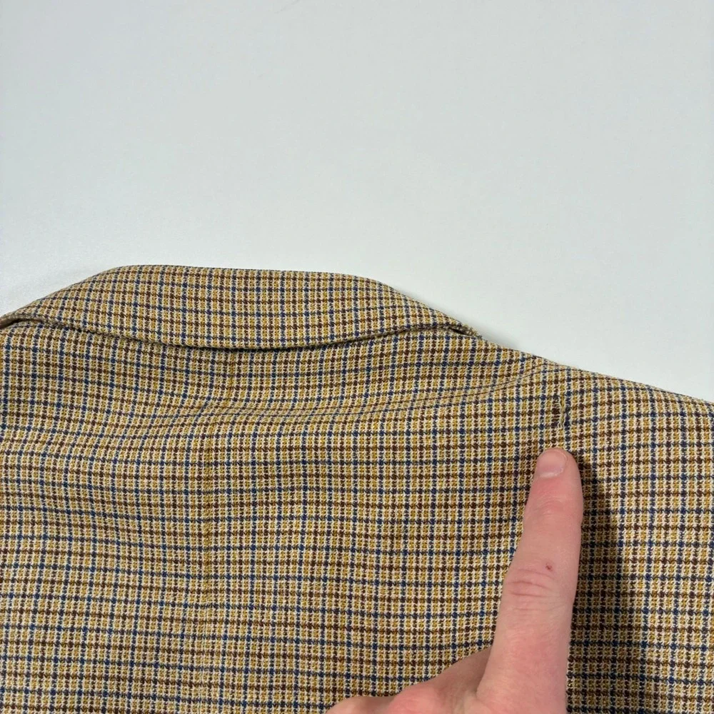 Ermenegildo Zegna Wool Silk Blazer 46R Tan‎ Check Sport Coat Saks Fifth Avenue
